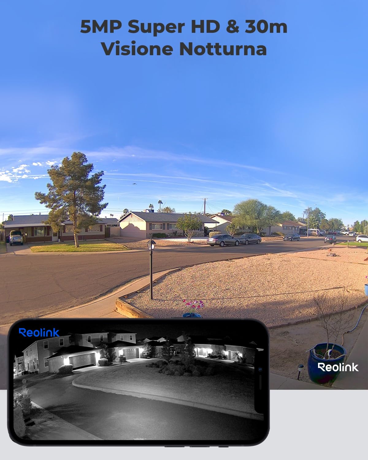 Reolink 5MP Telecamera Wi-Fi Esterno con WiFi 2,4/5 GHz, IP Camera con Rilevamento di Persone/Veicoli/Pet, Visione Notturna a Infrarossi, Slot per Scheda microSD, Impermeabile, Time-Lapse, RLC-510WA