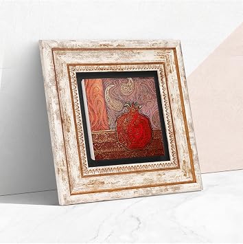 Pinecone Stone Pomegranate Stone Wall Painting - Framed Stone Painting - Decorative Wall Art - Modern Home and Office Wall Decor T1-49