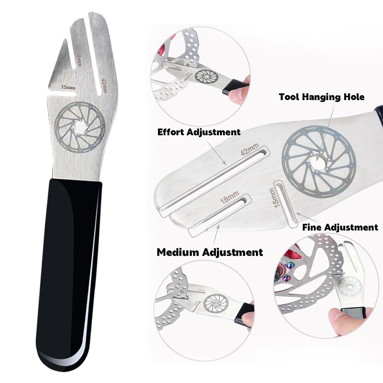 Fhioevt Clé à Disque Vélo – Outil Dévoilage Rotor Frein à Disque 15/18/42 Mm, Acier Inox, Idéal Réparation & Alignement Freins Vélo