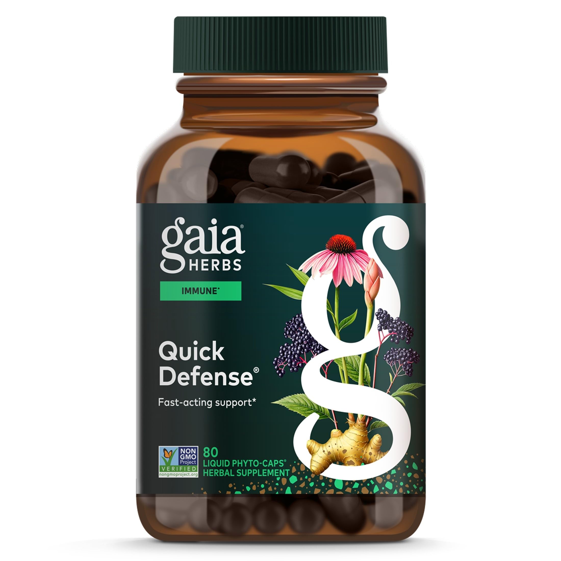 Gaia Herbs Quick Defense, 80 Vegan Capsules, 40 Servings 80 Count (Pack of 1) Standard Packaging