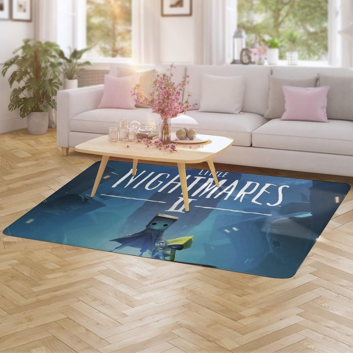 リトルナイトメア ラグ カーペット 洗える ラグマット 滑り止め付 絨毯 防ダニ 抗菌 防臭 ふわふわ おしゃれ フランネルラグ 夏