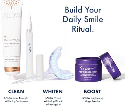 SNOW Diamond Wired Whitening Kit - Sensitive Teeth Whitening Kit - Whitens & Repairs Teeth - 6 Months of Whitening Treatment - Gentle & Enamel Safe - Blue