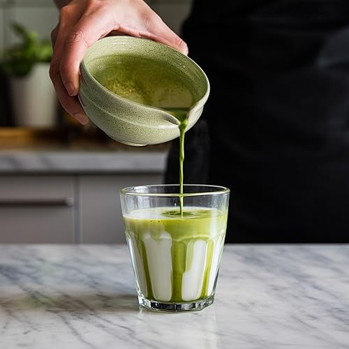 Miniatura 3 de Juego de batidor de matcha, kit perfecto para los amantes del matcha, incluye cuenco de cerámica, batidor de bambú, soporte, cuchara, tamiz y tela,