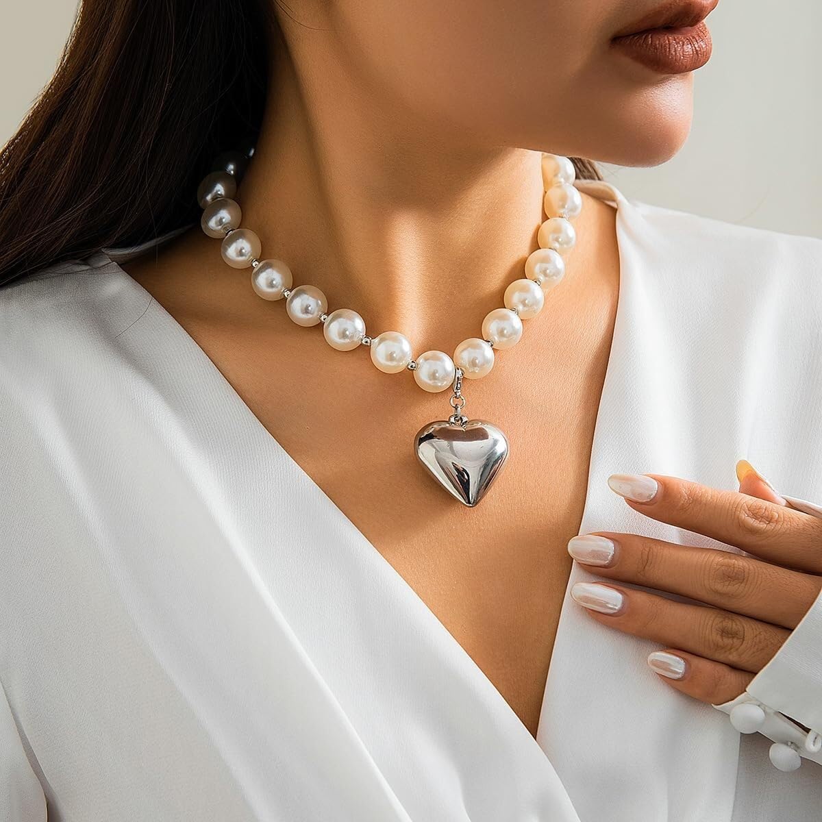 Collana di Perle Accessori di Abbigliamento Collana A Cuore Da Donna Collana A Cuore Collana Girocollo Con Perline Di Perle Accessori For Gioielli Gioielli per le Donne