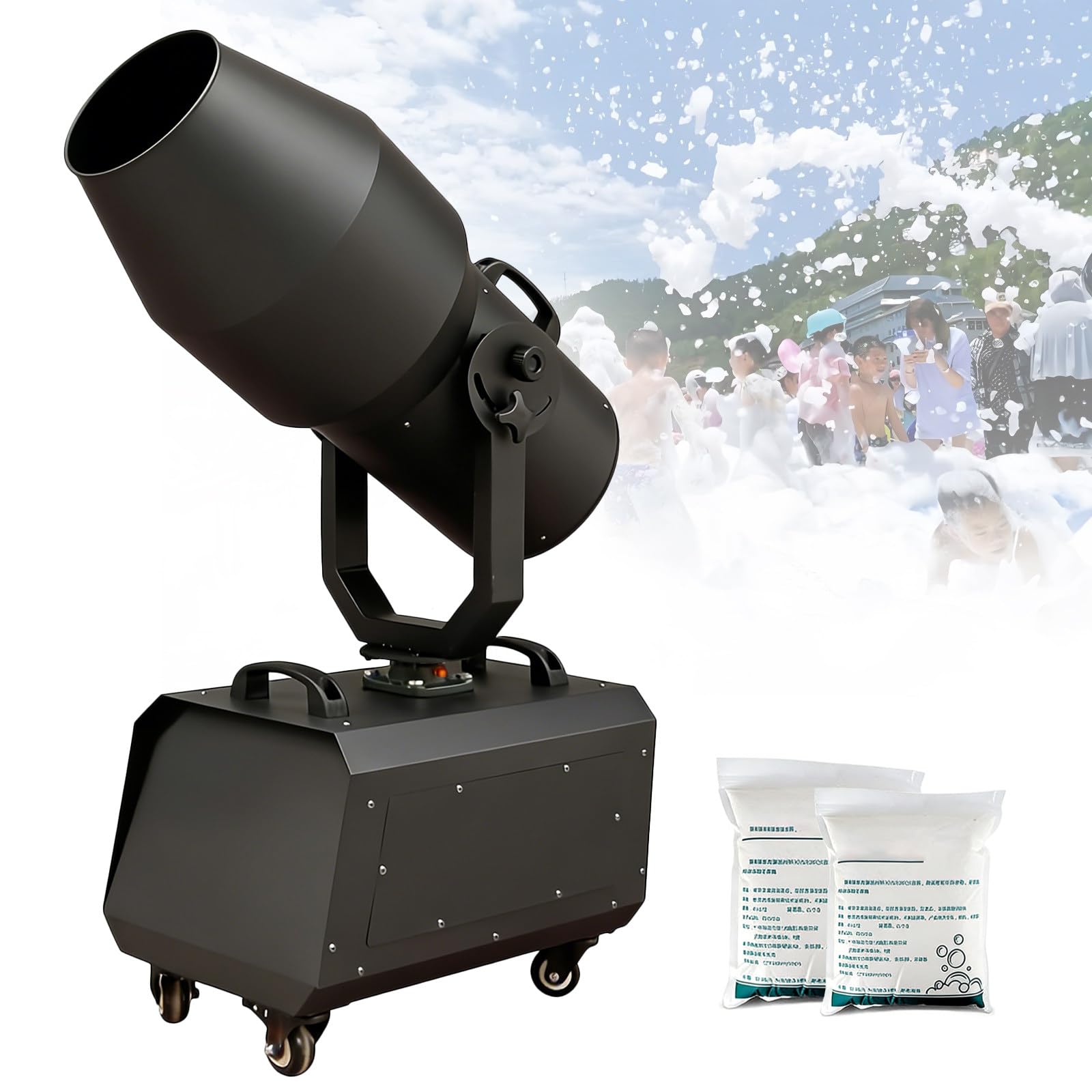 2000W Macchina per Schiuma per Feste, Grande Cannone per Schiuma da Palco, Lancia Schiuma con Testa Rotante Auto, Macchina per Bolle per Parchi Acquatici, Feste Piscina, Festival Musicali