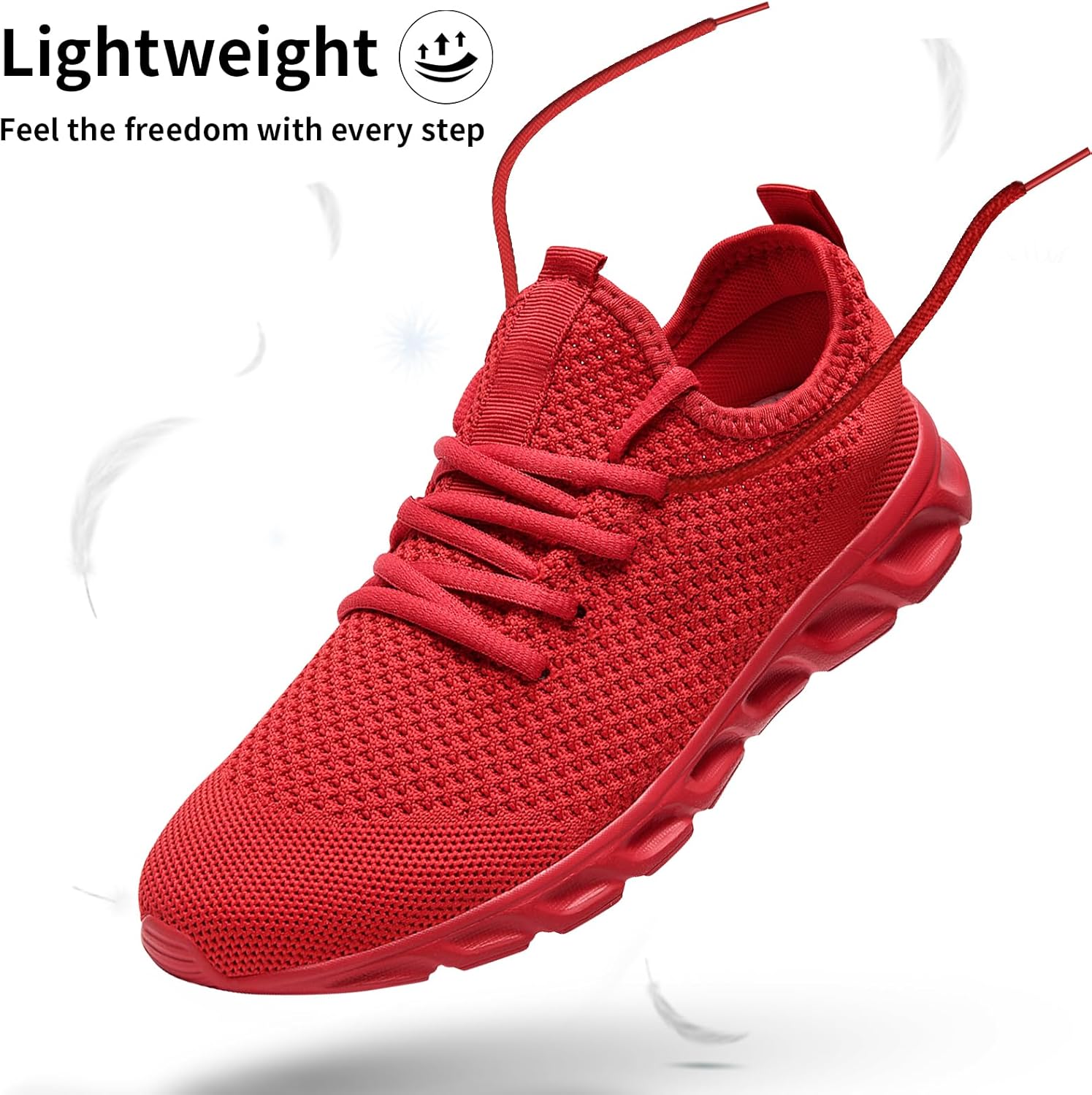 Linenghs Mens Running Shoes Tennis Gym Sneakers Casual Slip On Walking Lightweight Athletic Workout Breathable Fashion Sports Shoes 12 Red image 4 of 7 B0DSNXXZLR