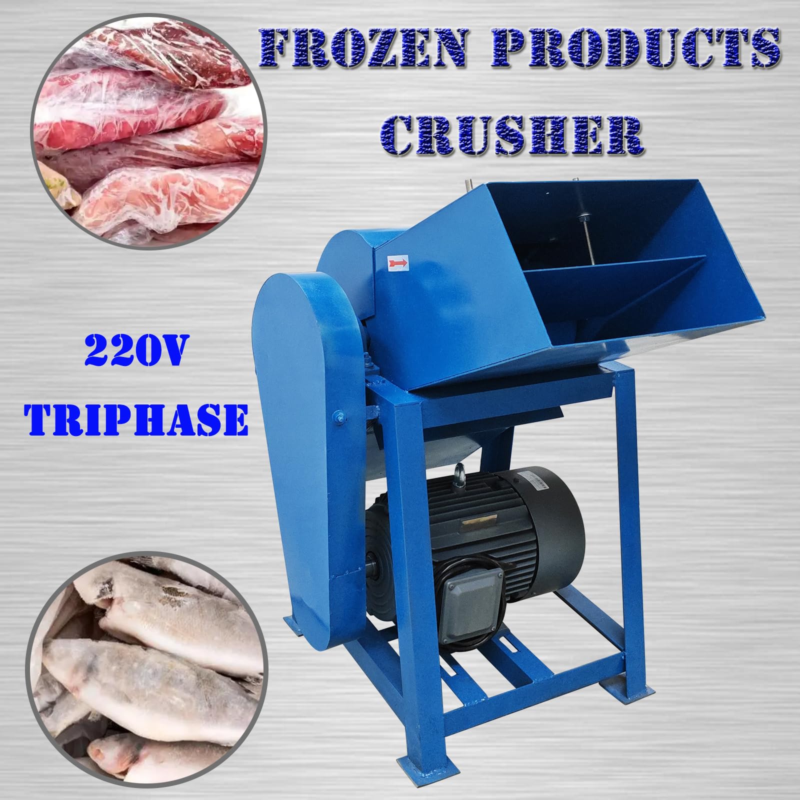 WYDDDARY Frozen Products Crusher Electric Shatter Pulverizer Crush Machine for Frozen Chicken Fish Meat Shrimp 2Tons/Hour Output 220V