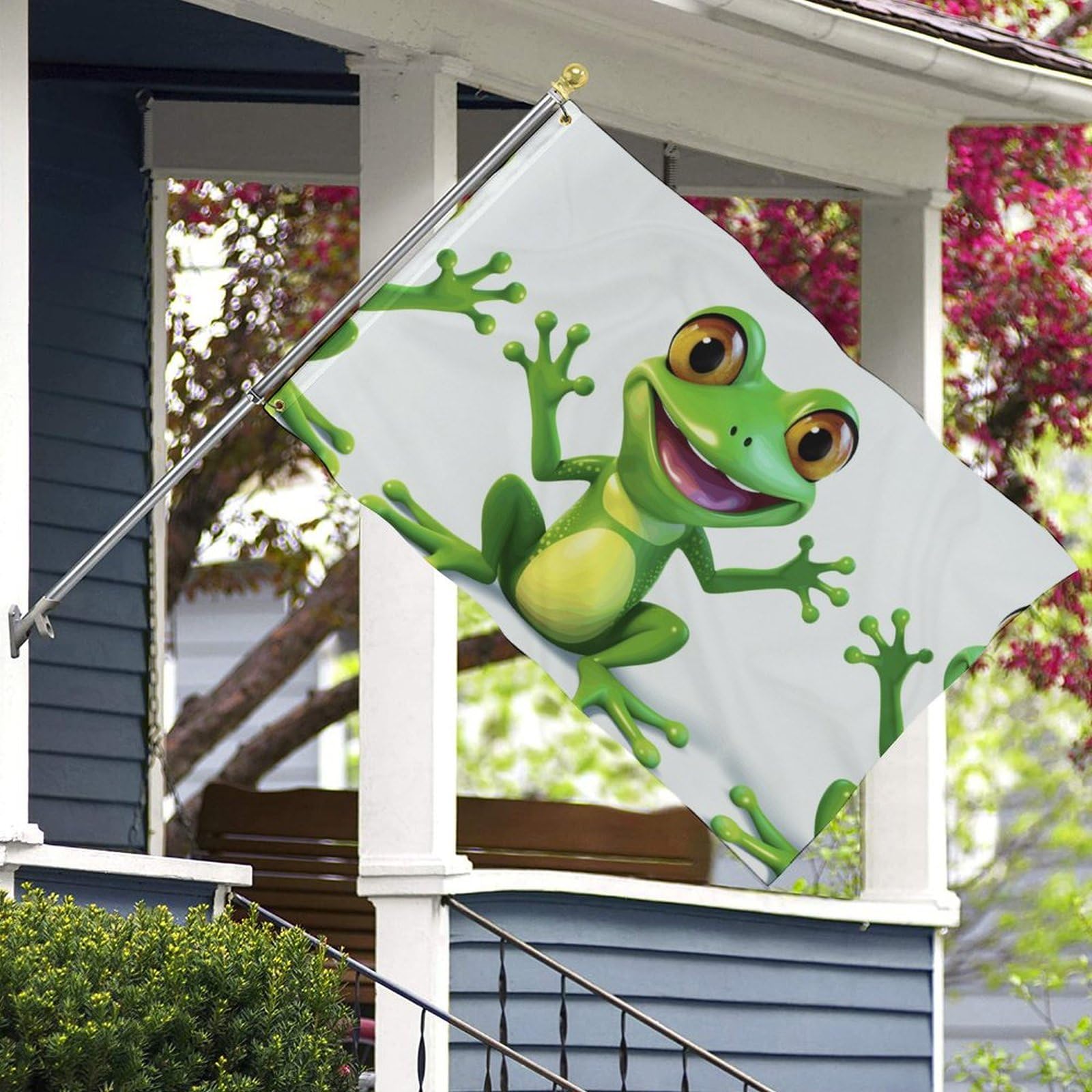 Drapeau de jardin grenouille verte pour décoration extérieure de cour - 8
