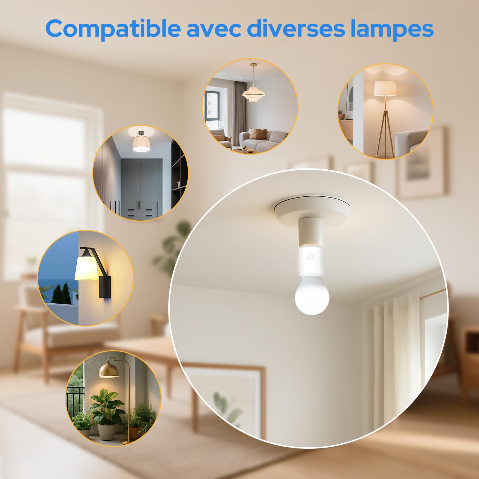 LoraTap Douille d’Ampoule Sans Fil avec Télécommande, Double Douille E27, Lot de 2 avec Télécommande 4 Boutons, ON/OFF Indépendant pour Plafonniers, Placards & Lampes à Chaînette, 60W Max