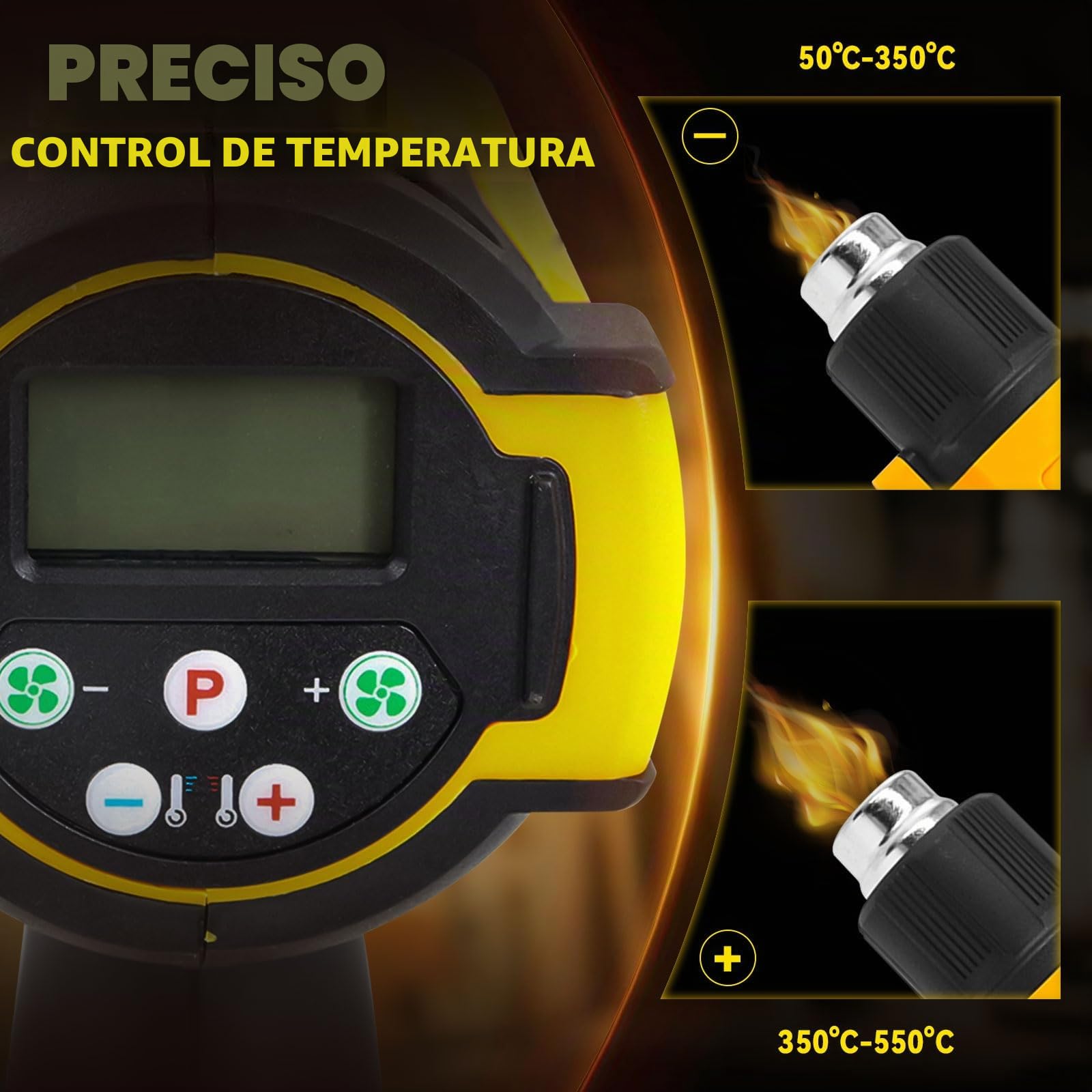 Pistola de calor inalámbrica para batería Dewalt de 20 V, pistola de aire caliente inalámbrica con 5 boquillas, 2 ajustes de temperatura máxima de 550 °C para tubos termorretráctiles, envoltura de