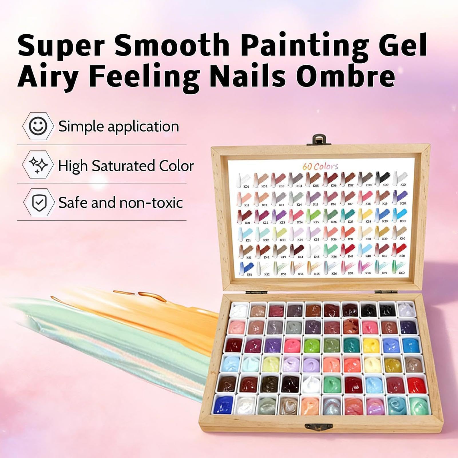 Pat Żel 60-kolorowe akcesoria manicure | paleta z żelem pattingowym do zdobień paznokci W domu, salonie, na przyjęciach, urodzinach, ślubach, wakacjach, do