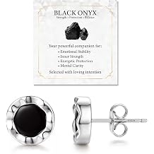 FIOROYAL 925 Sterling Silver Black Onyx Stud Earrings for Women