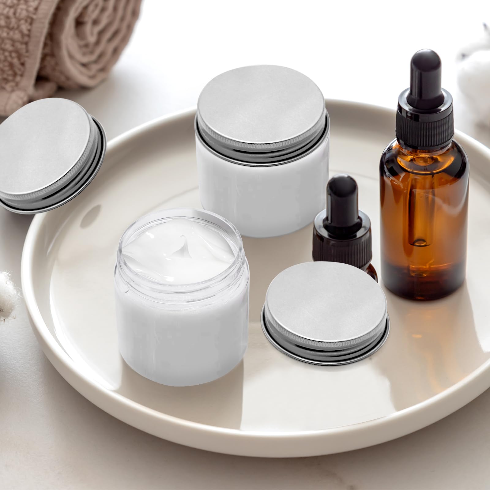20 Pièces Pots Cosmétiques en Plastique, 60 ml Pots de Crème à Remplir avec Couvercle et étiquettes, Contenants Cosmétiques Vides pour échantillons, Cosmétiques, Nail Art