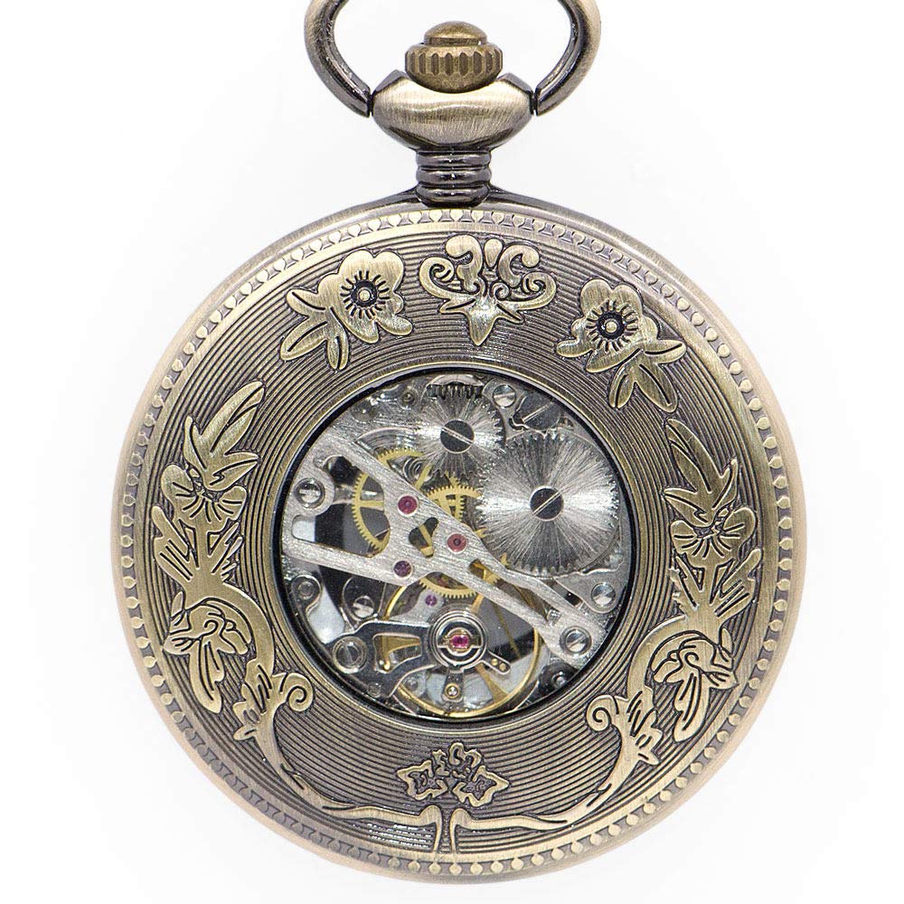 Pocket Watch einzigartige Sonnenblume Hollow Design Mechanische Taschenuhr Männliche Uhr Retro Skelett Hand Wind Fob Uhren
