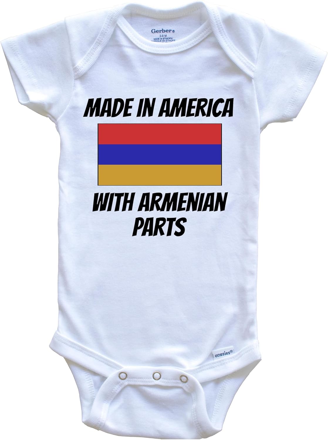 Made in America with Armenian Parts Armenia Flag Funny One Piece Baby Bodysuit
