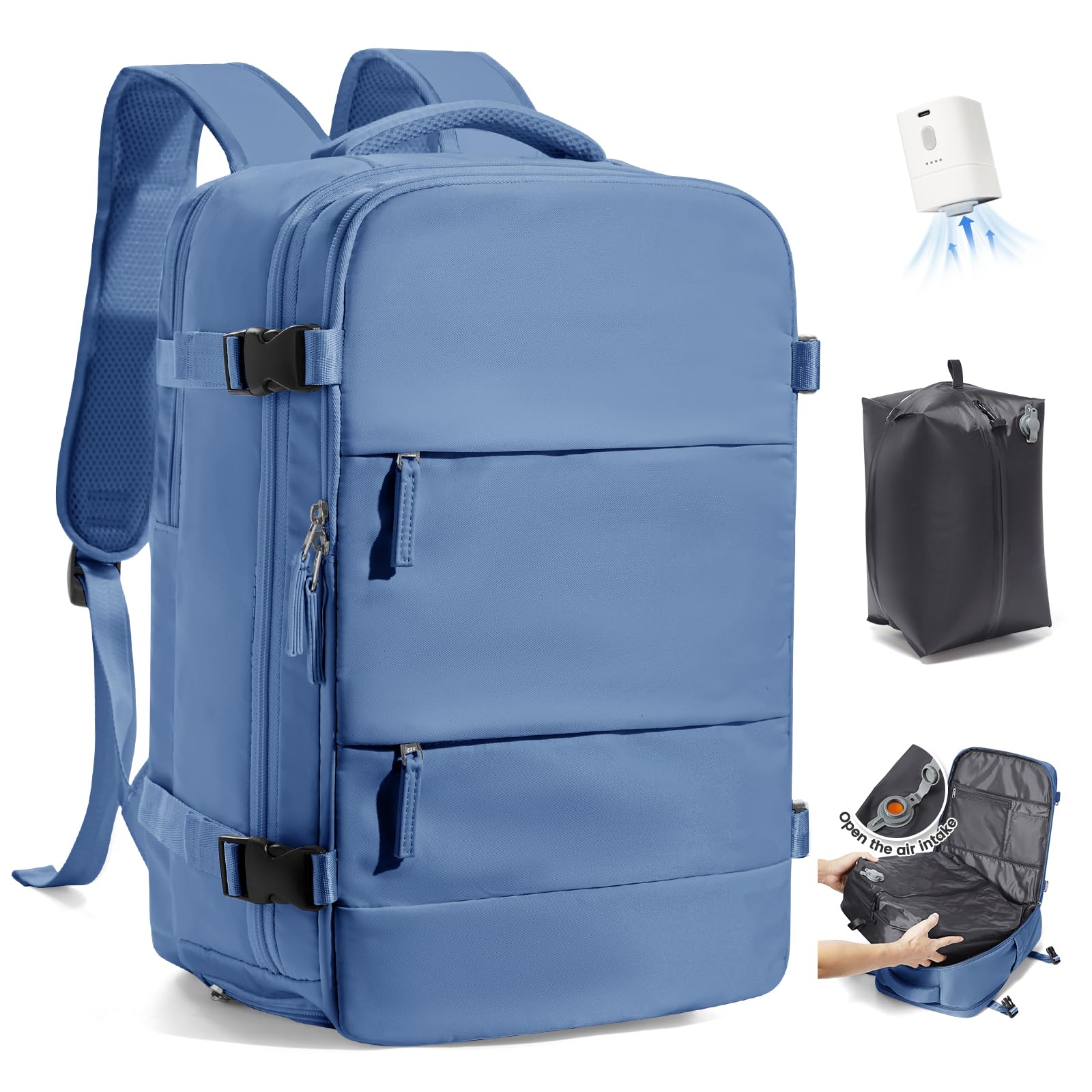 SZLX Zaino Ryanair 40x30x20 Sottovuoto con pompa Zaino da Viaggio 40x30x20 Ryanair Wizzair Bagaglio a Mano 40x20x25 Donna da impermeabile Zaino Casual Laptop da 14 Pollici con Scomparto per Scarpe