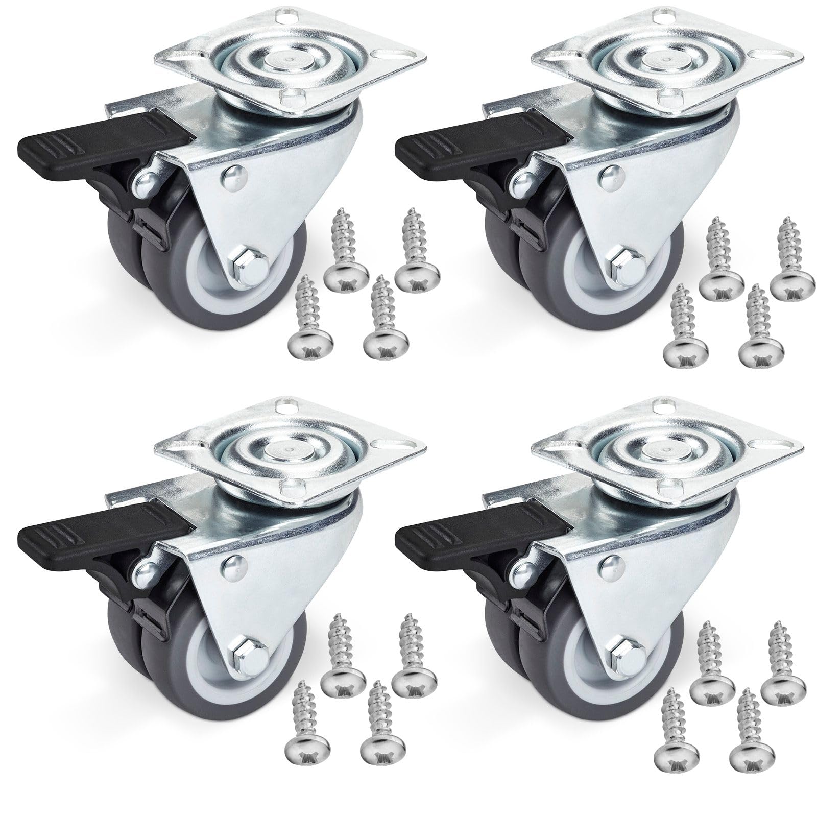 Roulettes Pivotantes 50 Mm – Charge 200 Kg, Caoutchouc, Pour Meubles/chariots, Neuves