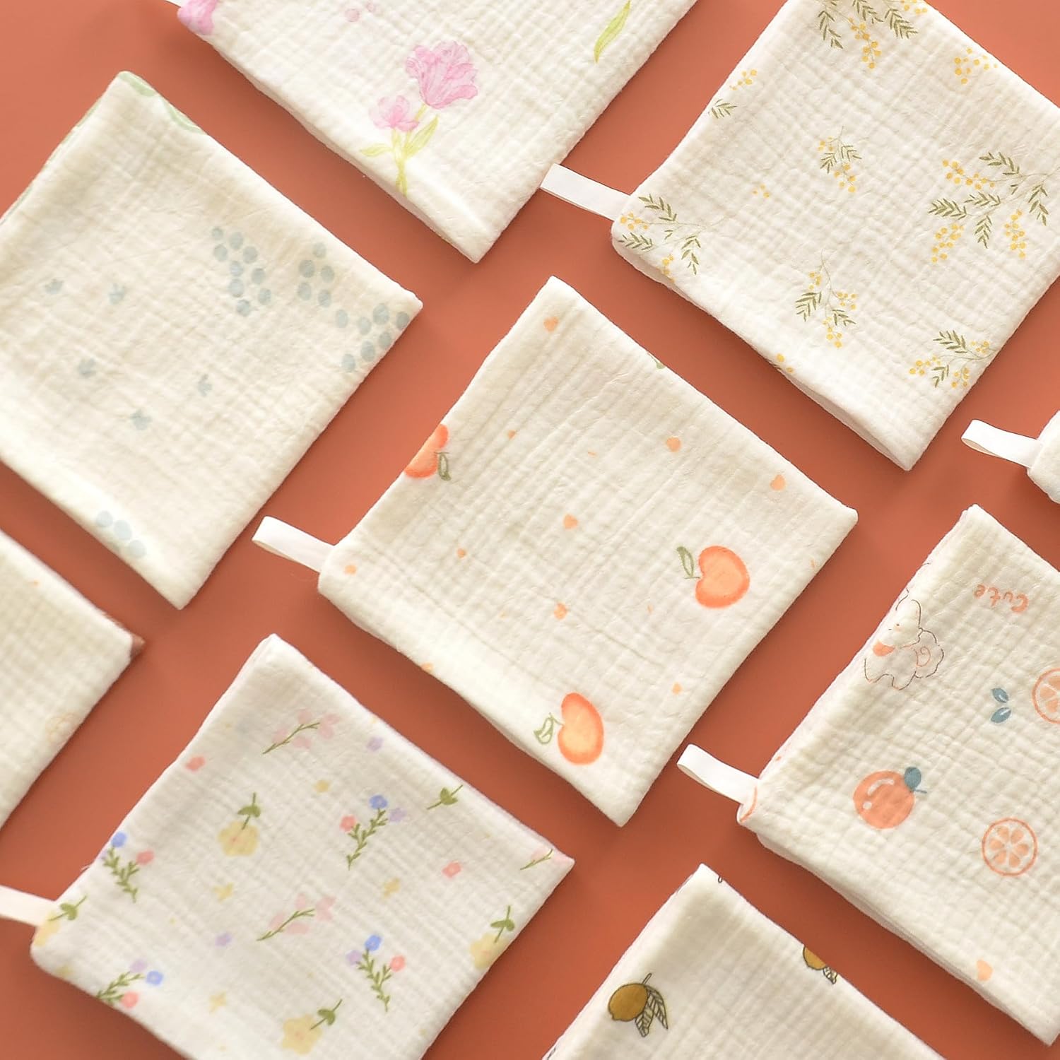 Baby washcloths,Soft Newborn Face Towels for Sensitive Skin,Cute Patterns for Infant,Toddler,Kids and Makeup Remover, 10 Pack 12x12 inches Registry as Shower (Plants) - Image 7