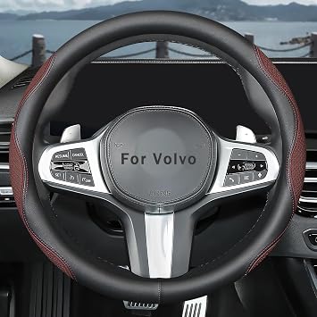 Custom-Fit Volvo Steering Wheel Cover - Breathable Anti-Slip Leather Double Sided Car Accessory Brown
