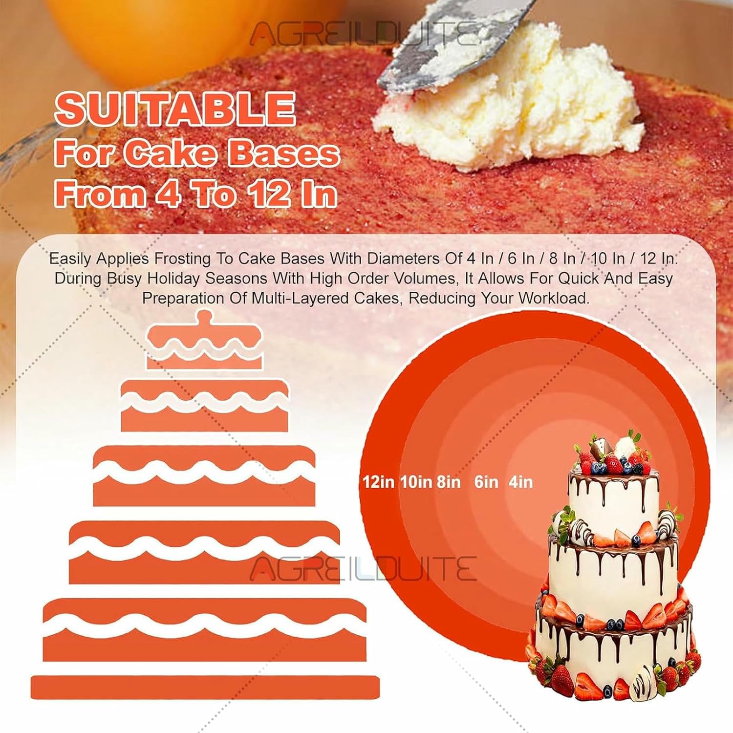 200w Cake Decorating Machine, Automatic Cake Cream Spreading Machine, 4-12 Inch Cake Icing Machine, 60-320 RPM Electric Cake Turntable for Cake Shops, with Cake Scraper Smoother Kit
