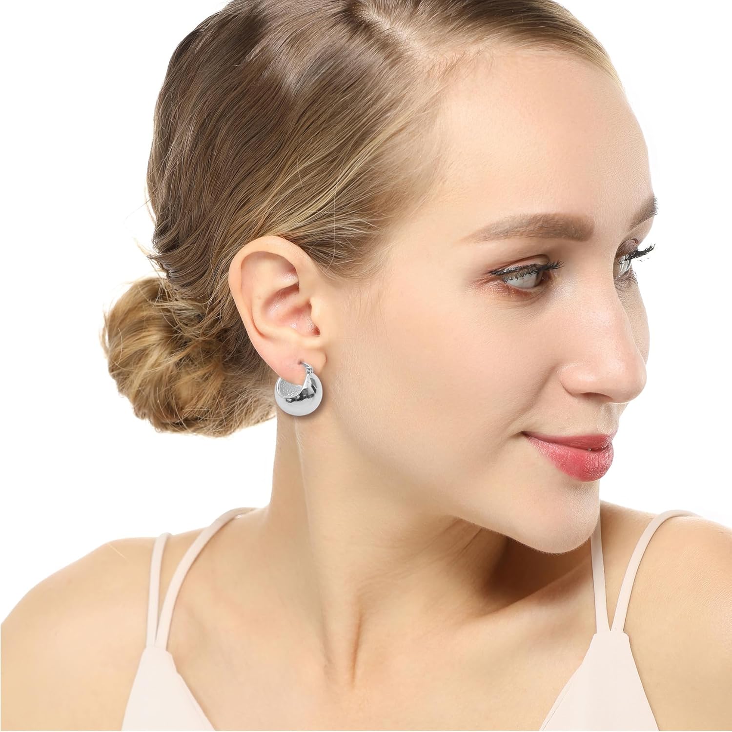 Small Chunky Gold Hoop Earrings For Women, 14k Gold Thick statement huggie hoop earrings Trendy Hoop Earrings Set Hypoallergenic Fashion Earrings - Image 3