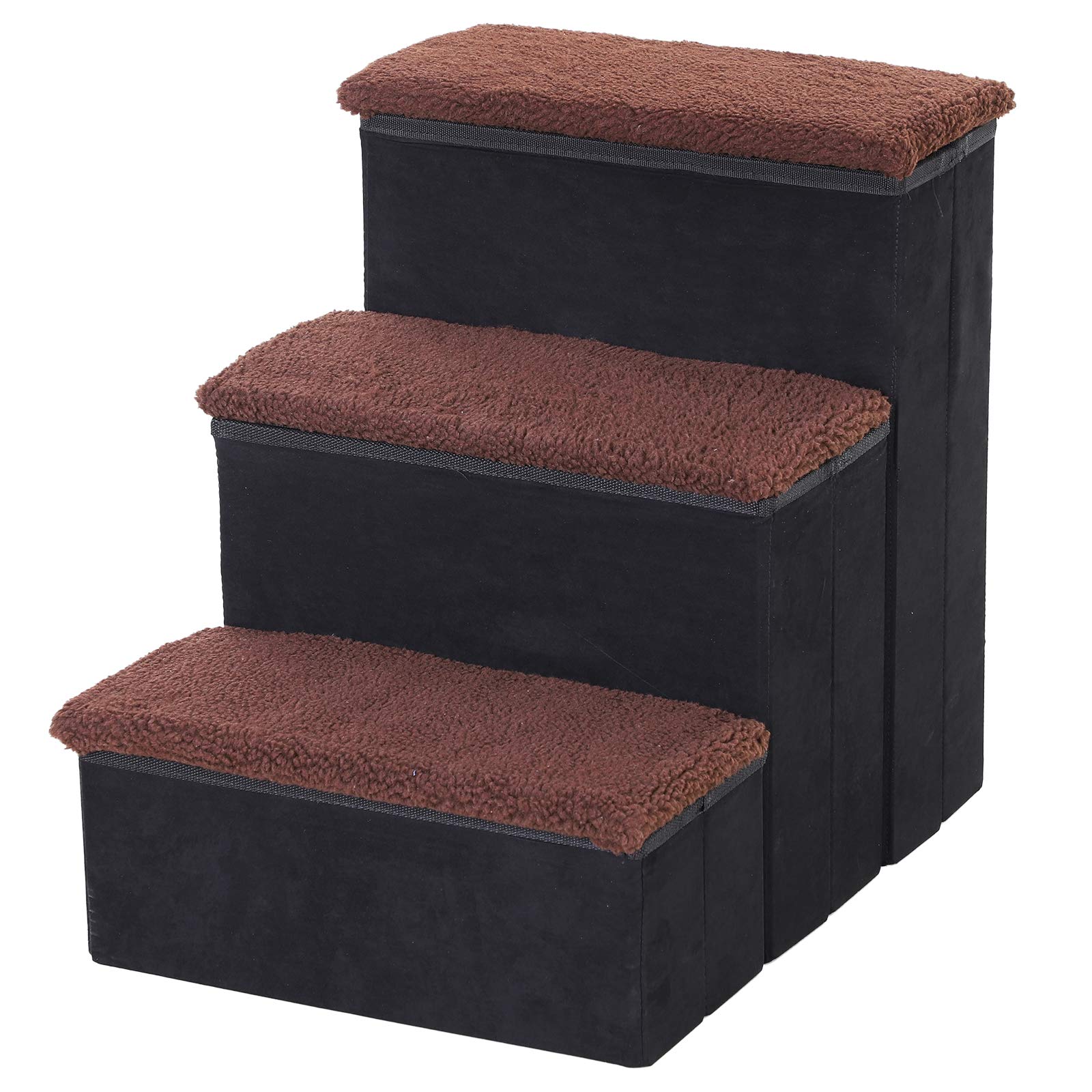 PawHut Scale Pieghevole a 3 Gradini per Animali Domestici con Rivestimento Rimovibile e Lavabile