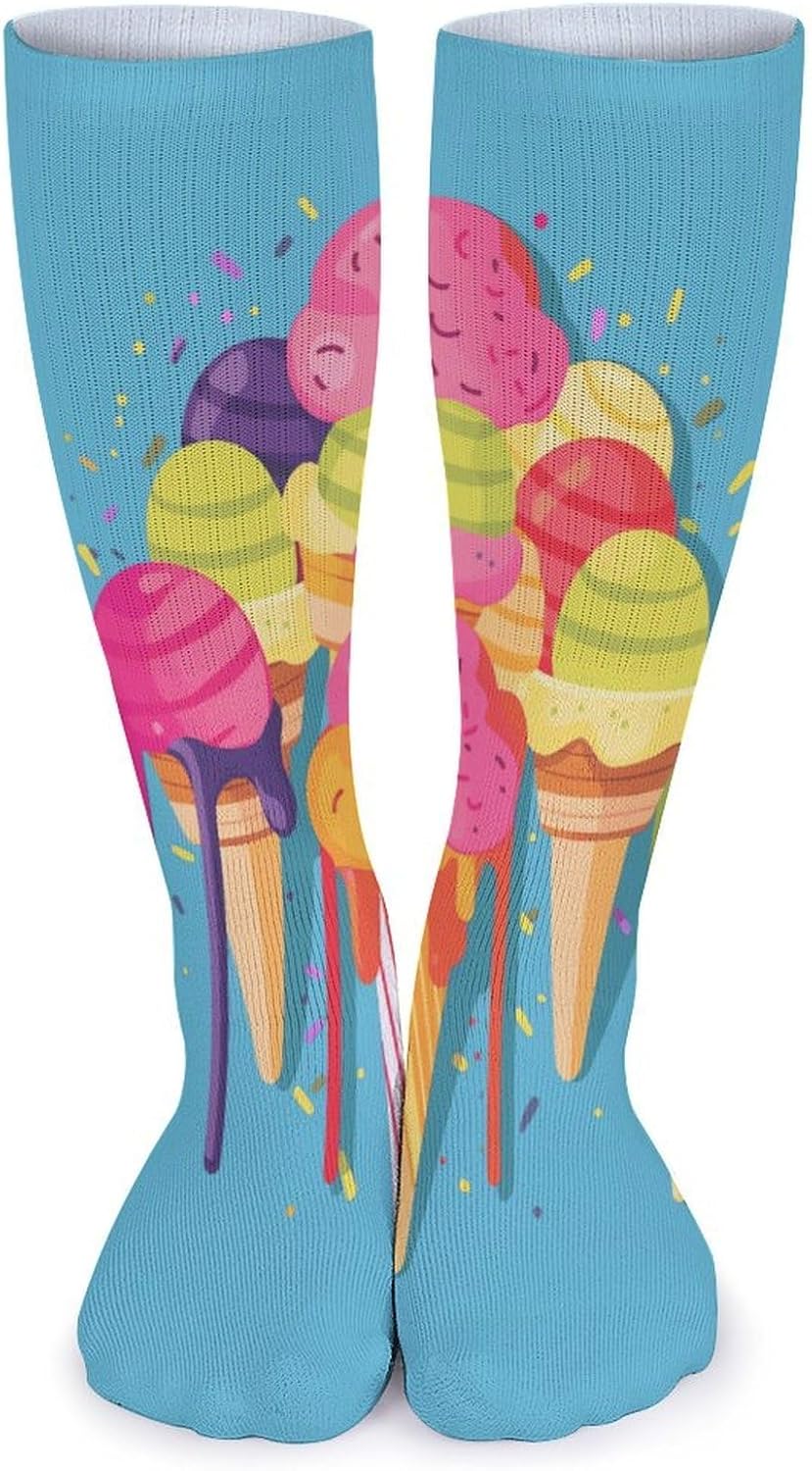 5 Pairs Knee High Socks Ice Cream Long Tube Boot Seamless Toe