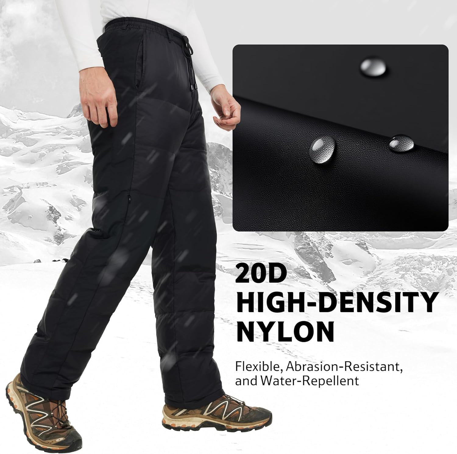 Naturehike Ultralight Down Pants, Men's Women's Winter Snow Pants, Windproof Outdoor Ski Pants for Camping Hiking