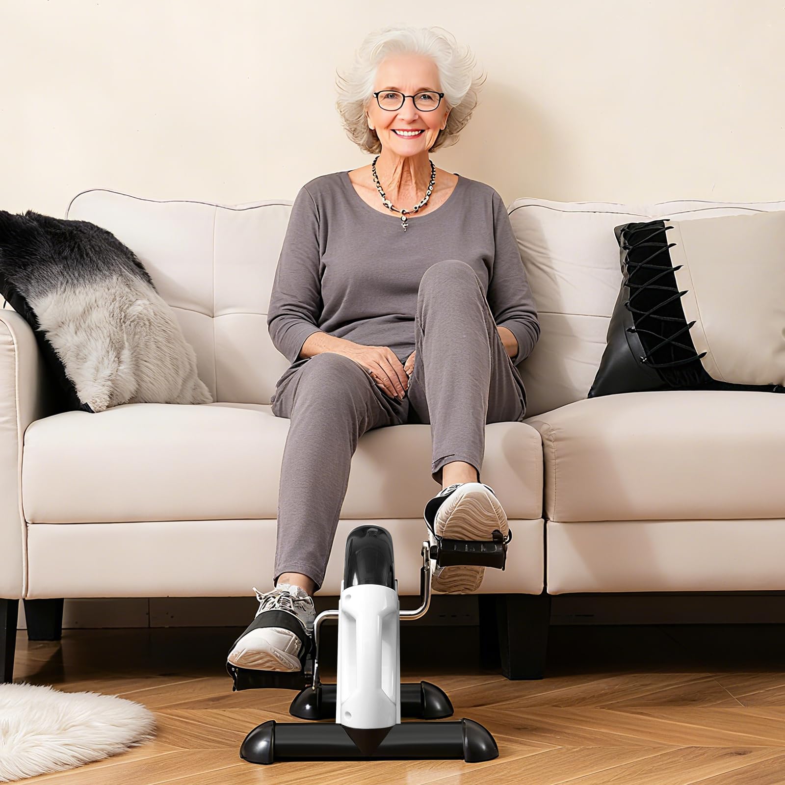 COSTWAY Pedalier d'Appartement sous Bureau, Mini Vélo d'Appartement avec Écran LCD pour Exercices de Pédalage, Pédales Statiques Exercice pour Seniors Équipement de Fitness Intérieur