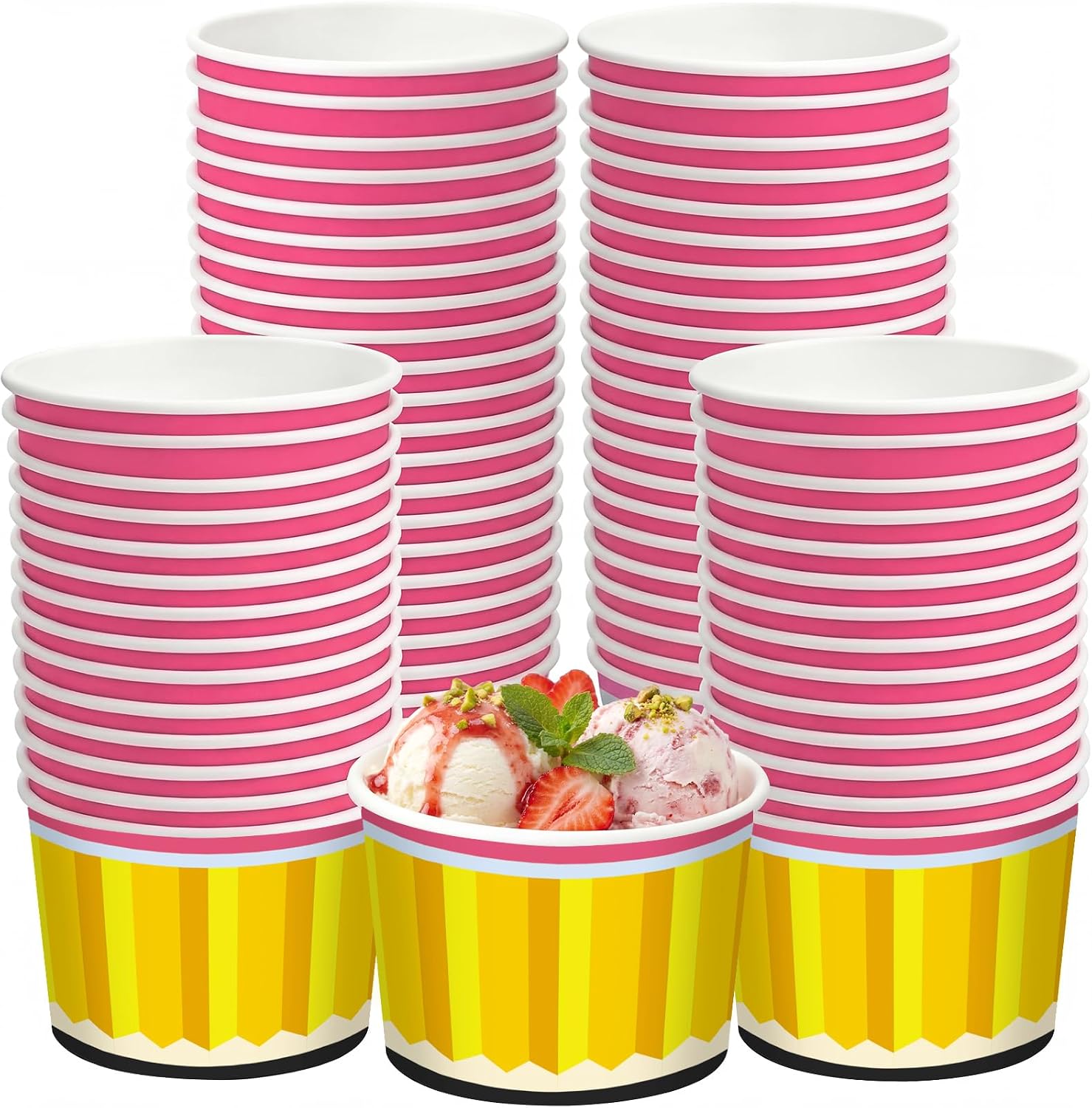 Funnymoom 50 Pack Back to School Ice Cream Cups 9 oz Yellow Pencil Disposable Dessert Bowls Teacher First Day of School Paper Soup Bowls Snack Cups for Preschool Kindergarten Graduation Party Supplies