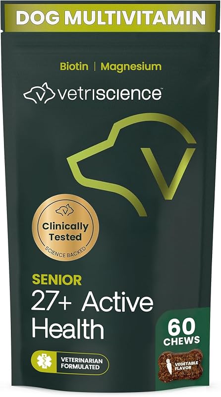 Multivitamínico para Cães Idosos com Mais de 27 Nutrientes VetriScience Senior 27+ Veggie, 60 unidades