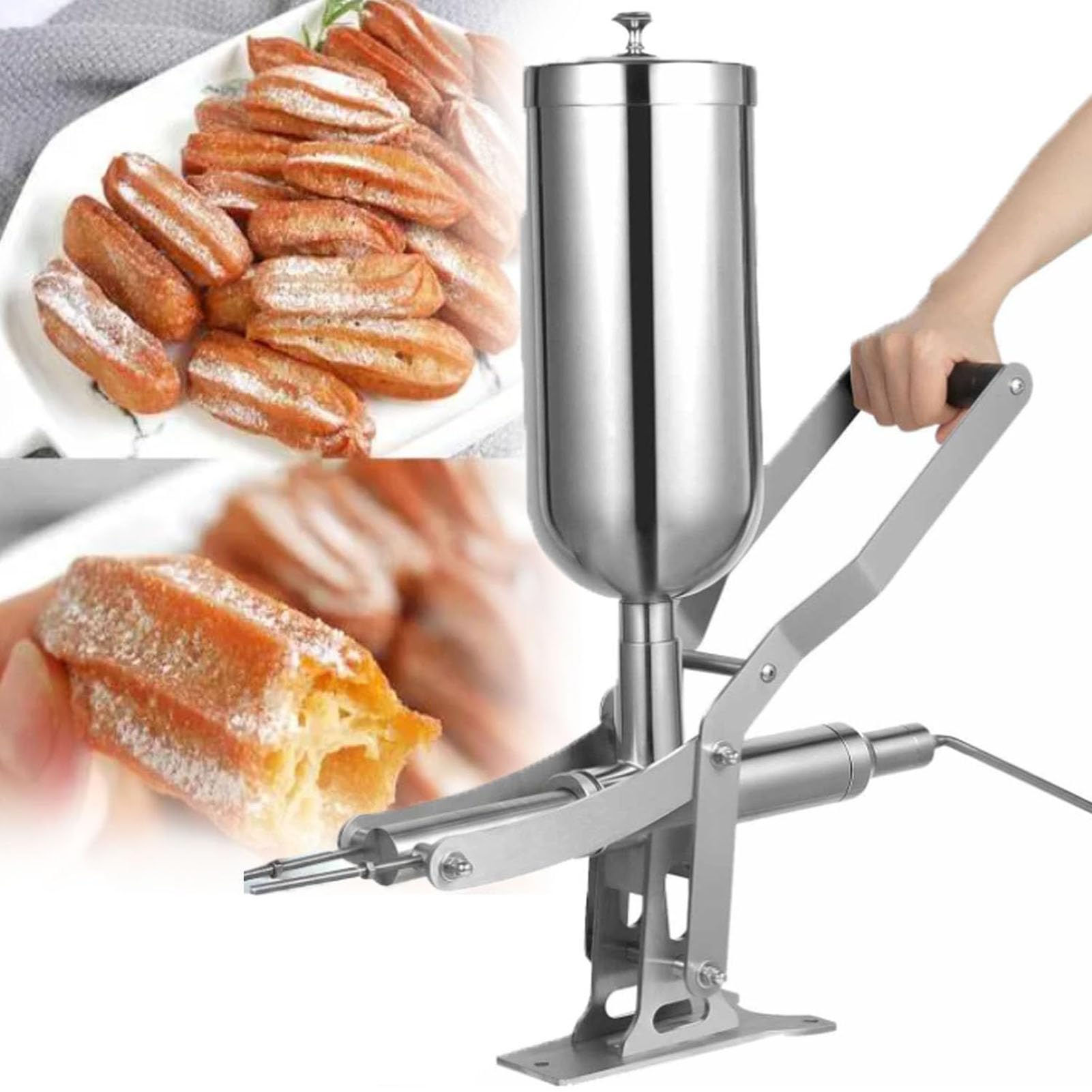 piudoiliy 5L Manual Machine Cream Jam Filling Machine Latin Fruit Churro Jam Filling Machine for Kitchen Restaurant with