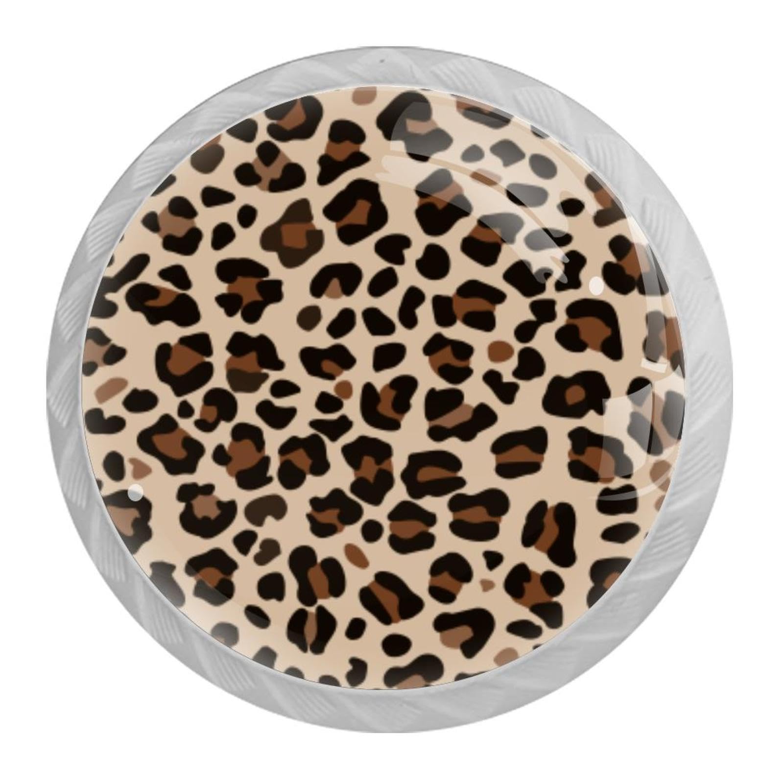 Tqmspg 4 Pieces Drawer Pulls Leopard Skin Door Knobs Dresser Handles for Kitchen Wardrobe Cupboard Hardware Furniture
