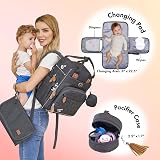 Dikaslon Baby Changing Bag Backpack, Large Baby Bag for Mum and Dad with 19 Pockets, Spacious Nappy Changing Bags with Mat, Pacifier Holder, Stroller Straps, Durable Polysteer (Dark Grey) - 2