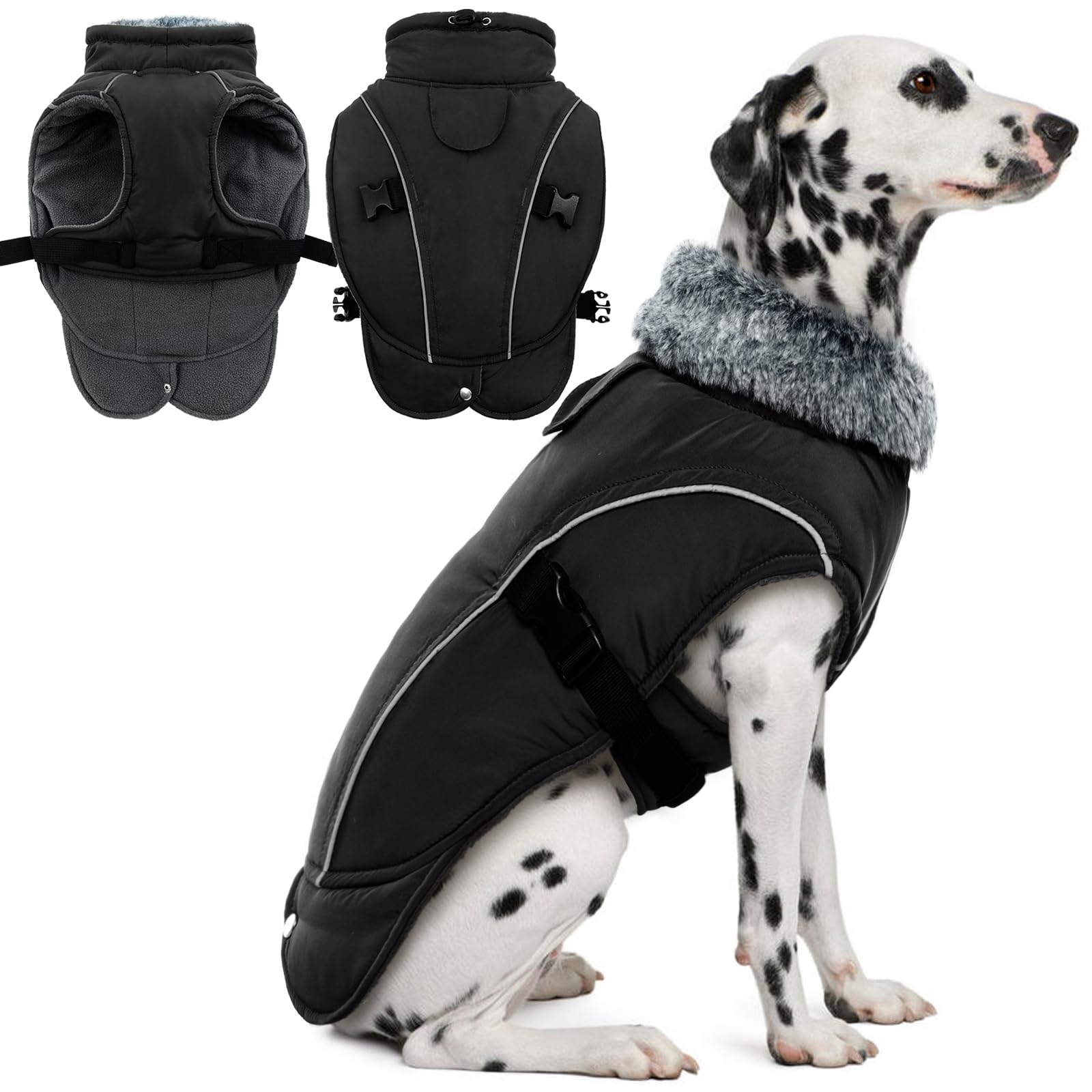 DENTRUN Winter Warm Dog Coat Reflective Jacket with Turtleneck