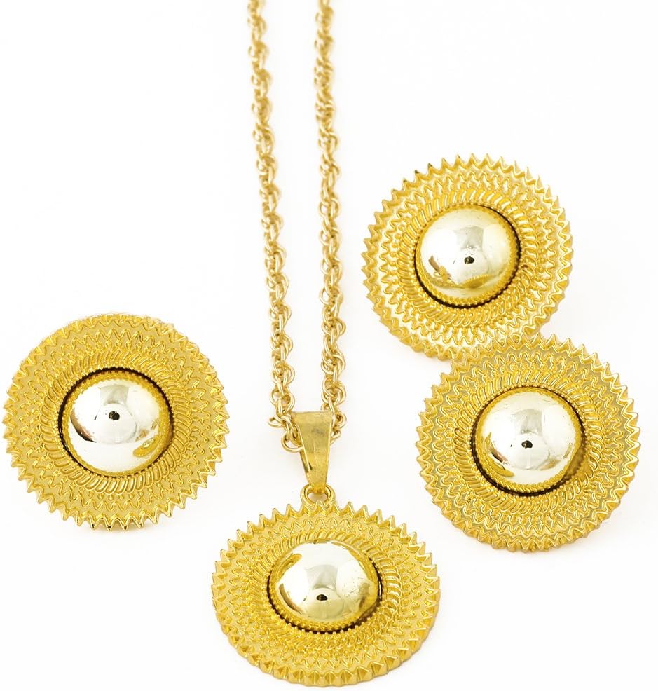 24K Gold Plated Small Size Ethiopian Eritrean Traditional Jewelry Accessories Bridal Wedding Sets