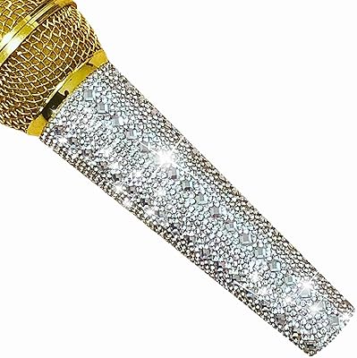 RhymKawa B58 Crystal Mic Handle Sleeve Compatible with Shure Wired Microphone SM58LC, Beta 58a Cover Replacement, Rhinestones Shining on Tours & TV Shows
