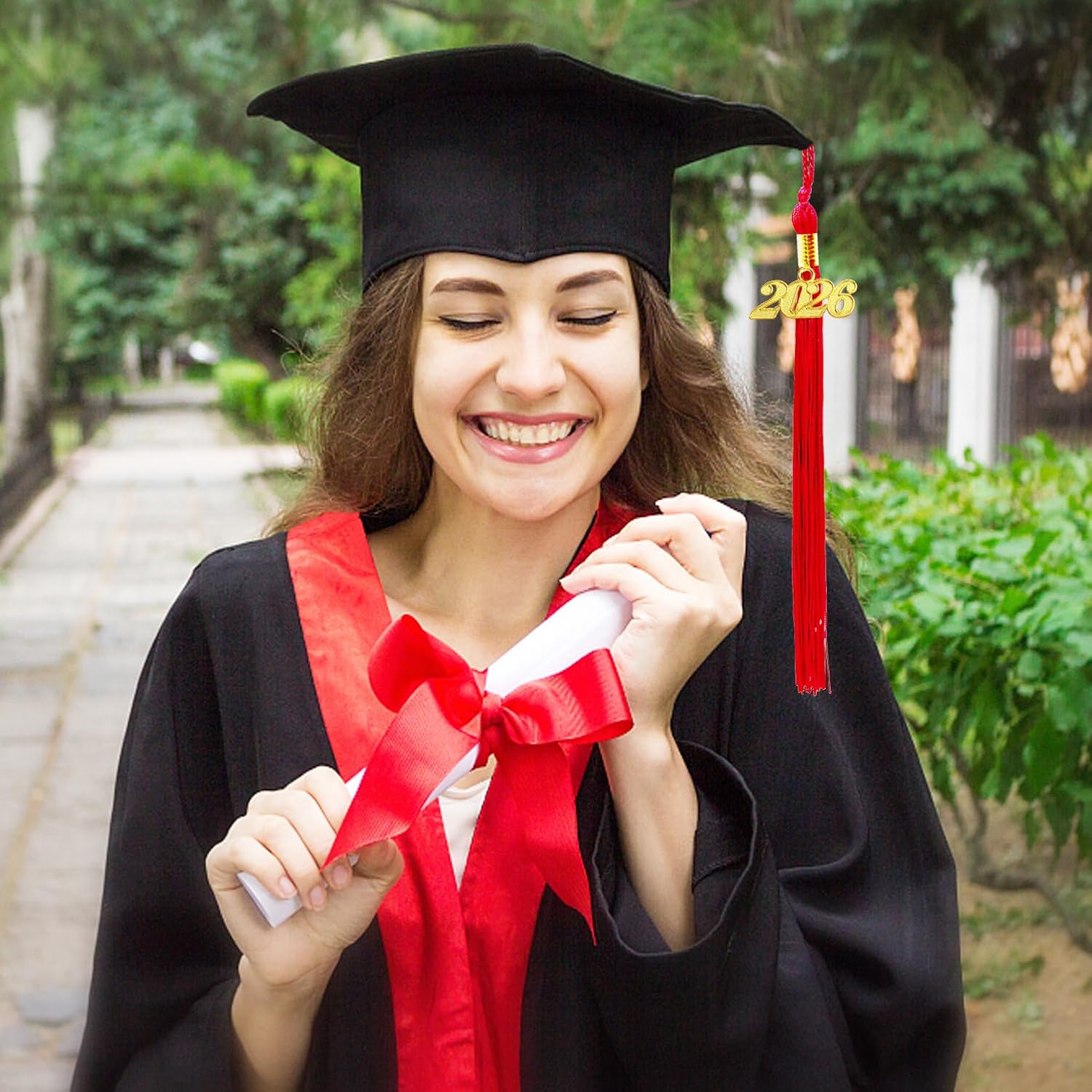 2026 Graduation Tassel, Red Tassel for Graduation Cap with 2026 Year Gold Charm for Graduation Ceremony Tassel Accessories