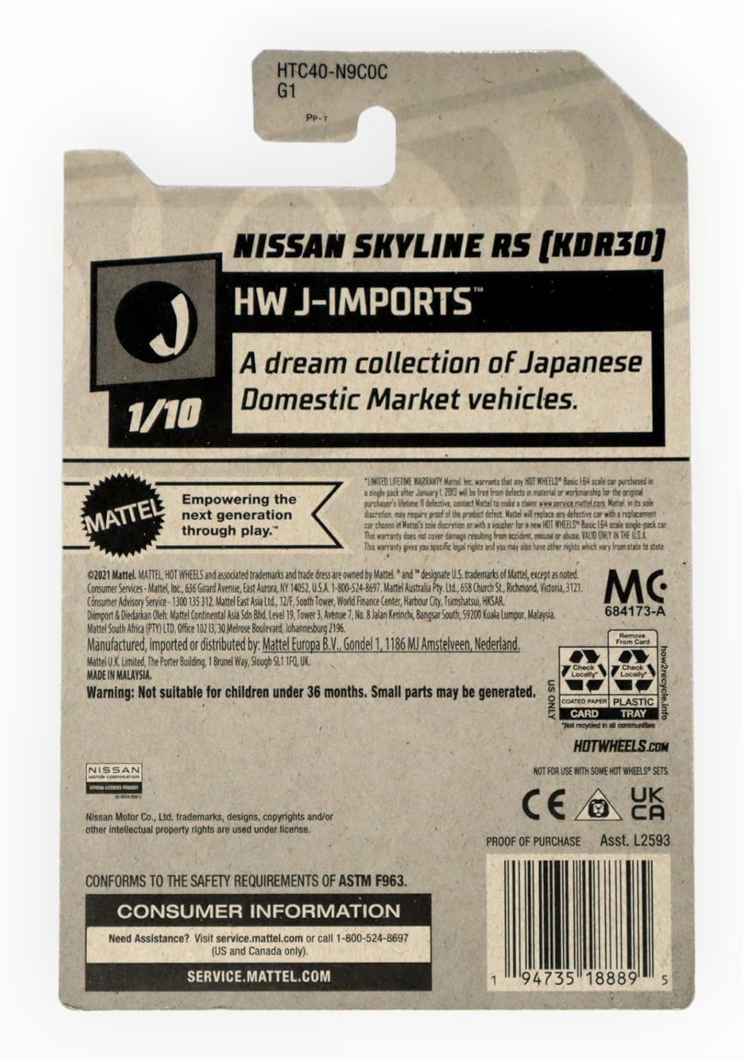 Hot Wheels HXP83 Basic Car Nissan Skyline RS (KDR30) [Mini Car] [3 Years Old and Up]