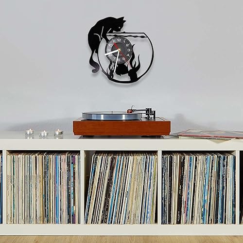 Miniatura 3 de Reloj de pared decorativo de vinilo de 12 pulgadas, silencioso, sin tictac, para atrapar peces, funciona con pilas, reloj de pared redondo de
