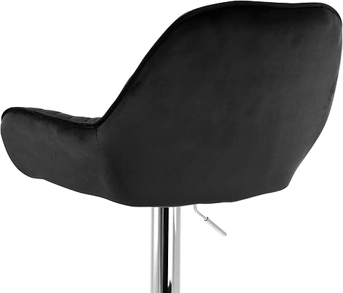 Miniatura 9 de Elama Taburetes de bar de terciopelo ajustables de 2 piezas en negro con base cromada, (ELM-221E)
