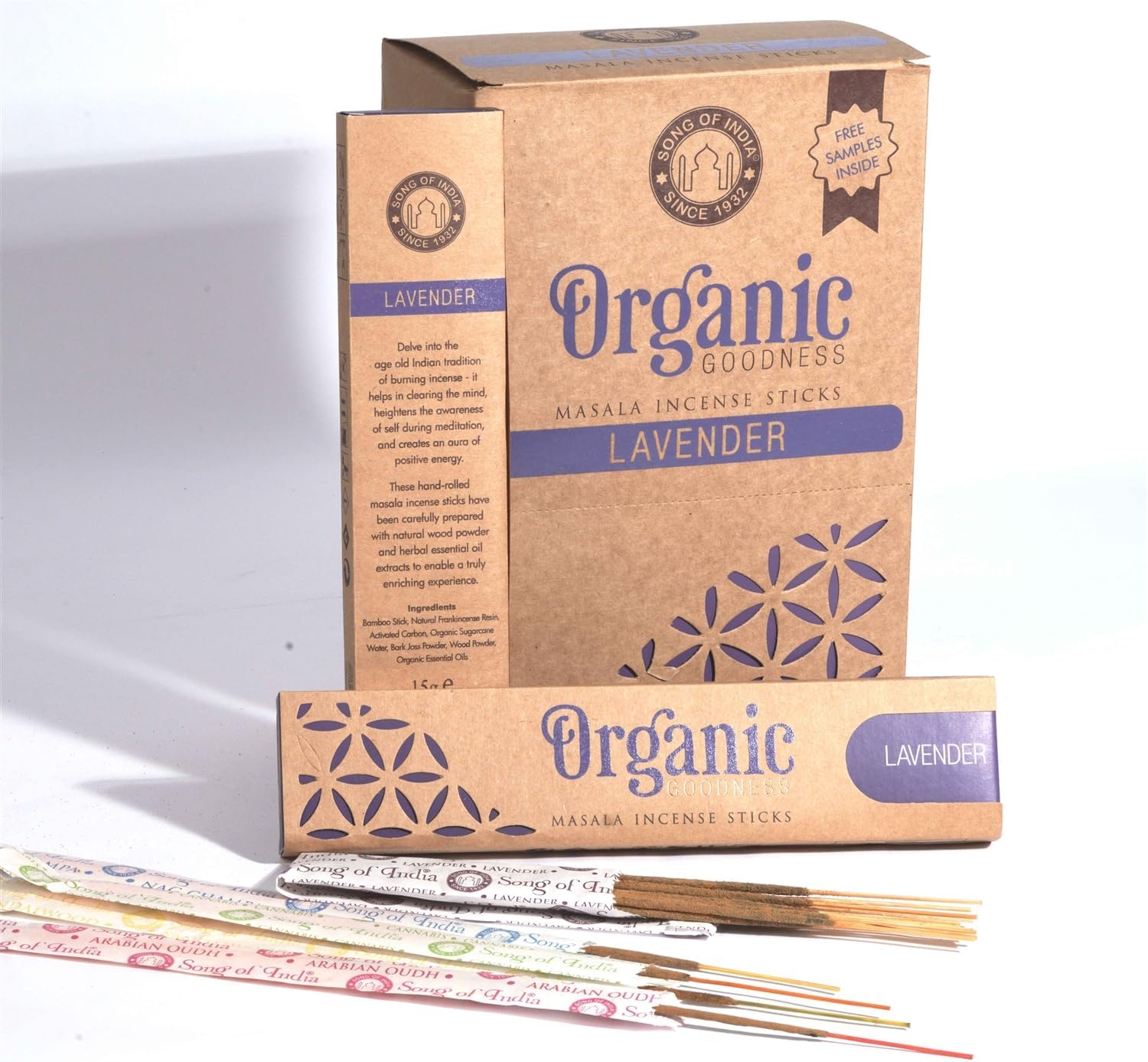 Organic Goodness Masala Incense - Lavender 15g Box/12