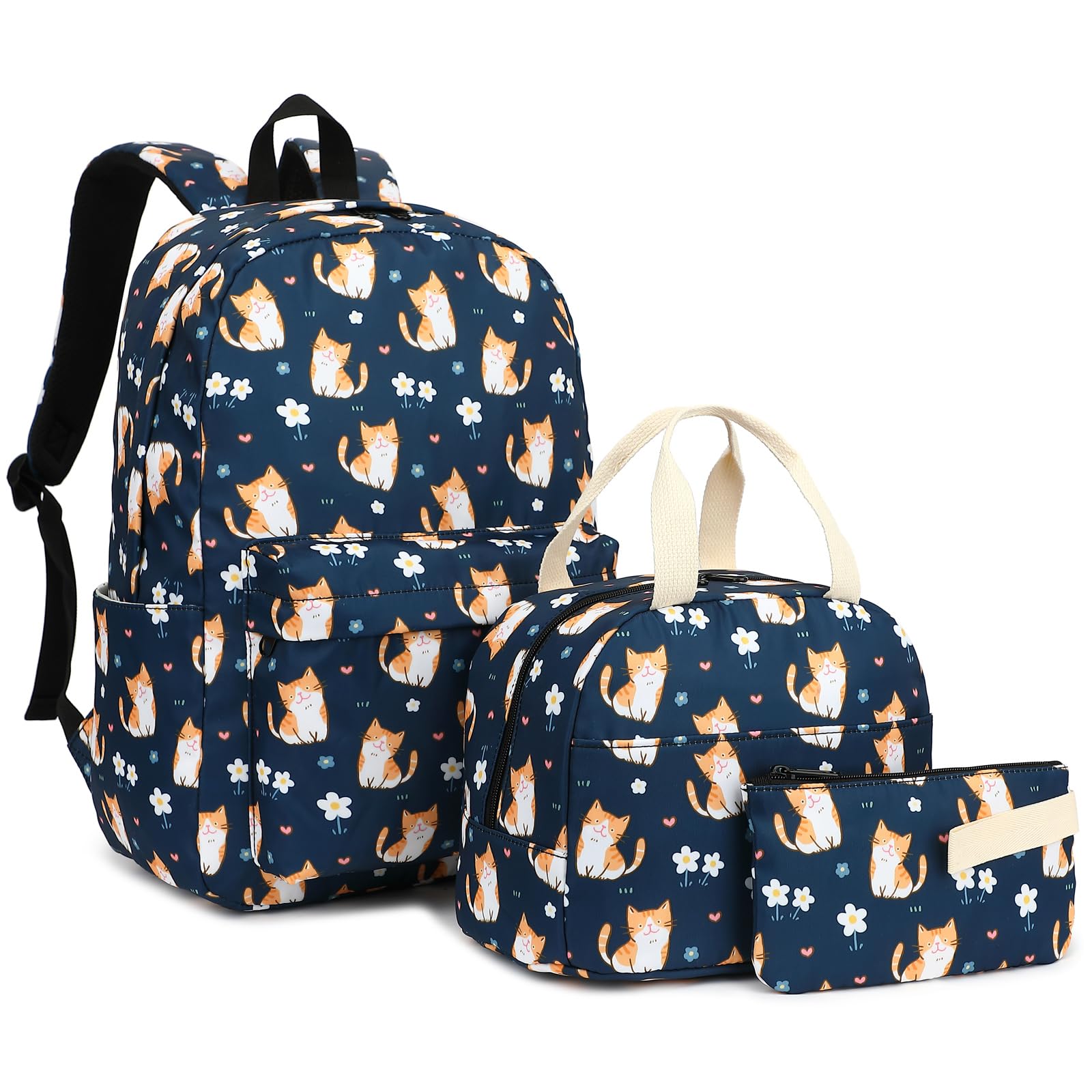Esfoxes School Backpack for Girls, Kids Teens School Bags Bookbags Set with Lunch Bag Pencil Bag