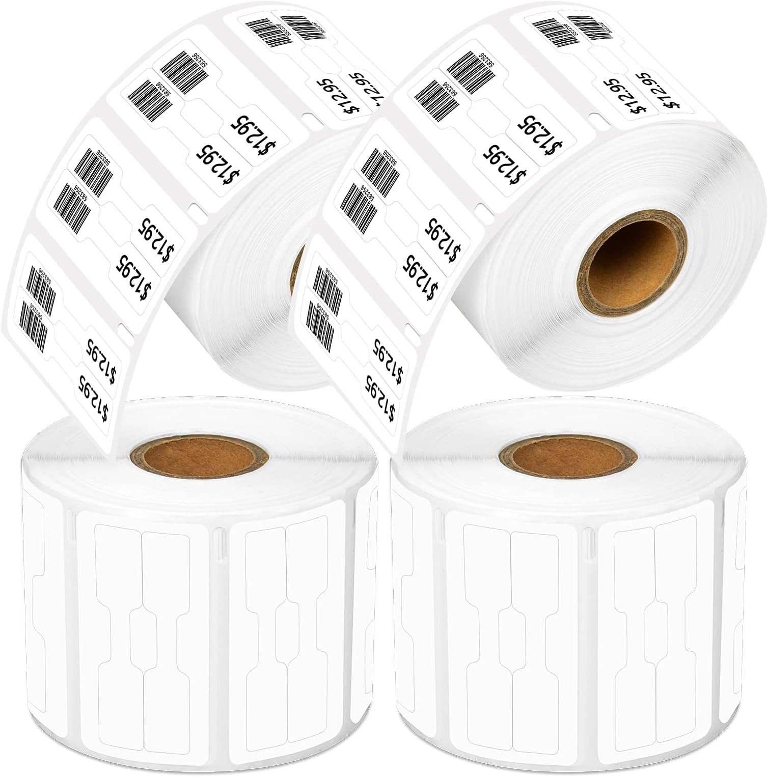 USUPERINK [4 Roll, 1500 Labels/Roll] Compatible for Dymo 30299 3/8" x 3/4" White Self-Adhesive Barbell Style Jewelry/Price Tag Labels for LabelWriter 300 310 450 Duo 4XL Printer [NOT FIT 550 & 5XL]
