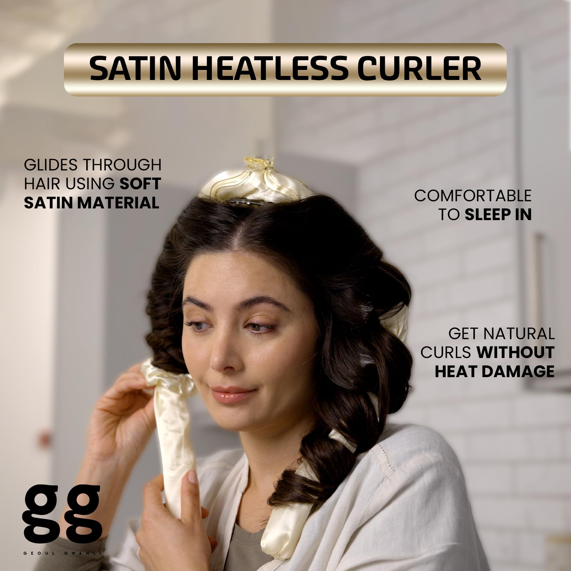 Geoul Gwanli Heatless Hair Curlers Set, Satin Curling Rod, Claw Clip & Scrunchies for Damage-Free Curls - Image 4