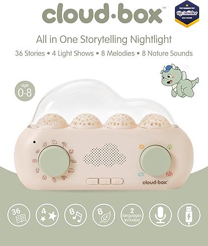 Miniatura 2 de Cloud b CloudBox - My First Dreambox (inglésespañol)  Proyector de luz nocturna y narrador  36 historias originales, 8 melodías y 8 ruidos blancos