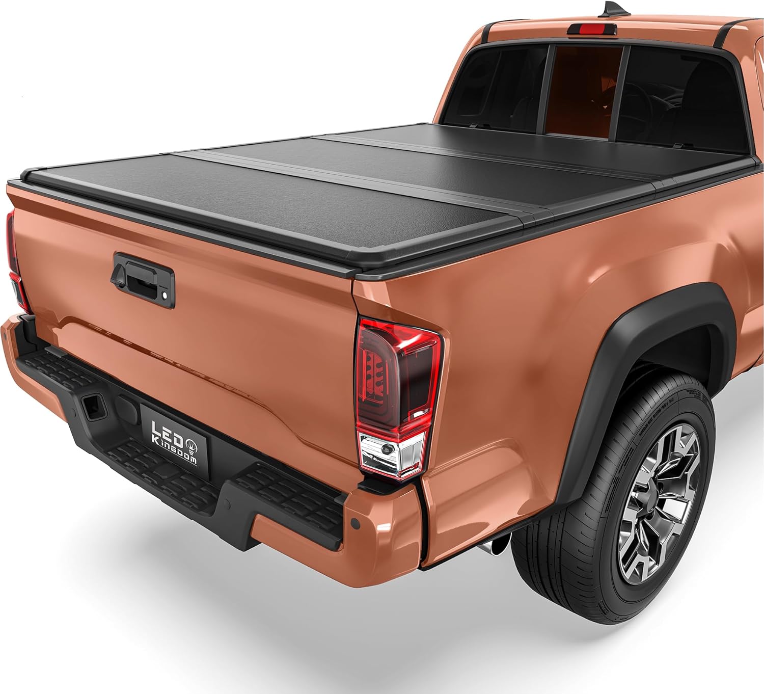 LEDKINGDOMUS Hard Tri-fold Truck Bed Tonneau Cover Fit for Toyota Tacoma 2016-2023 5ft Bed with Track Rail System(Excl. Trail)