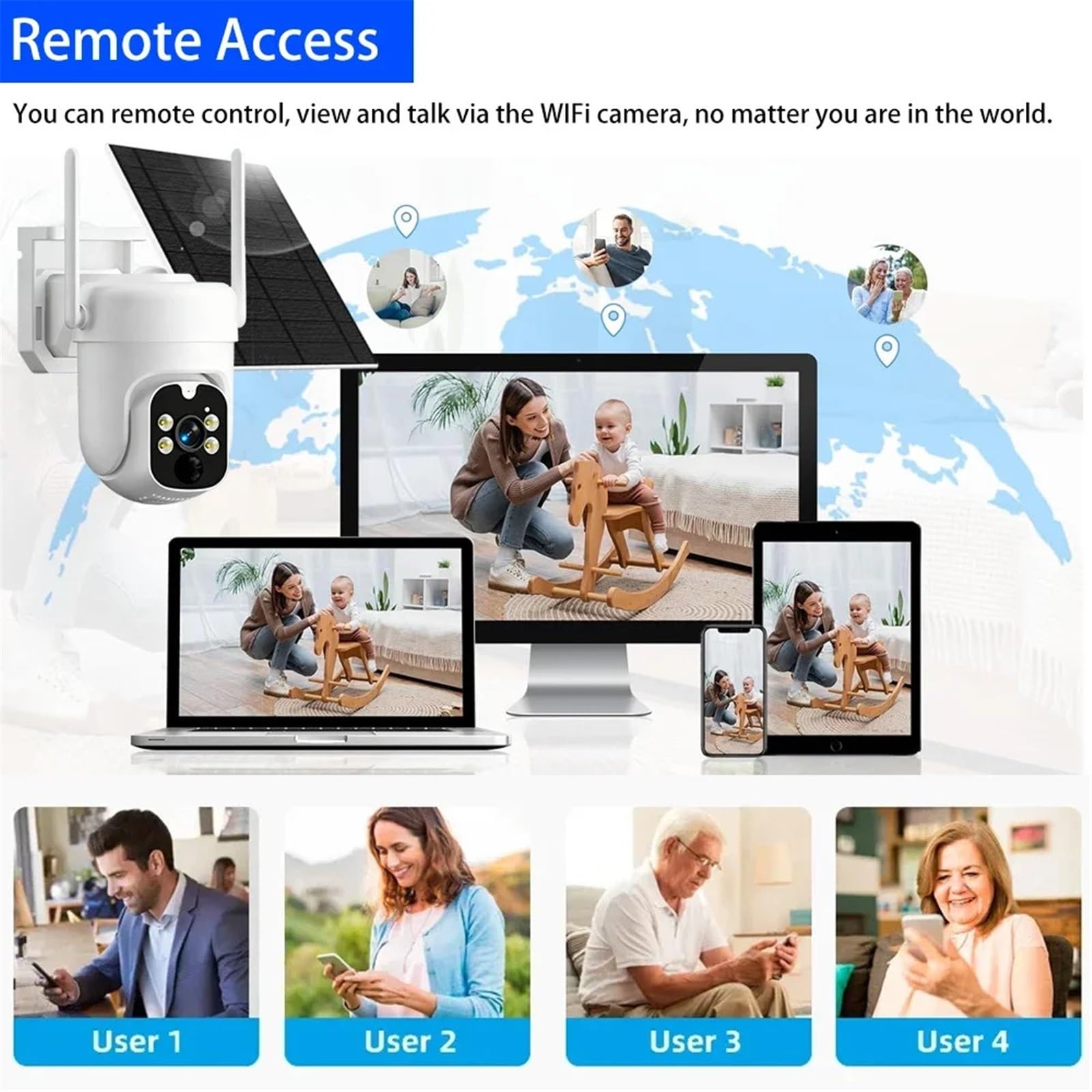 Kamera bezpieczeństwa, Bezprzewodowa kamera bezpieczeństwa 5MP zewnętrzna WiFi zasilana baterią słoneczną Pan/Tilt obróć monitorująca ochrona domu 2.4G(5MP Solar 128G Card)
