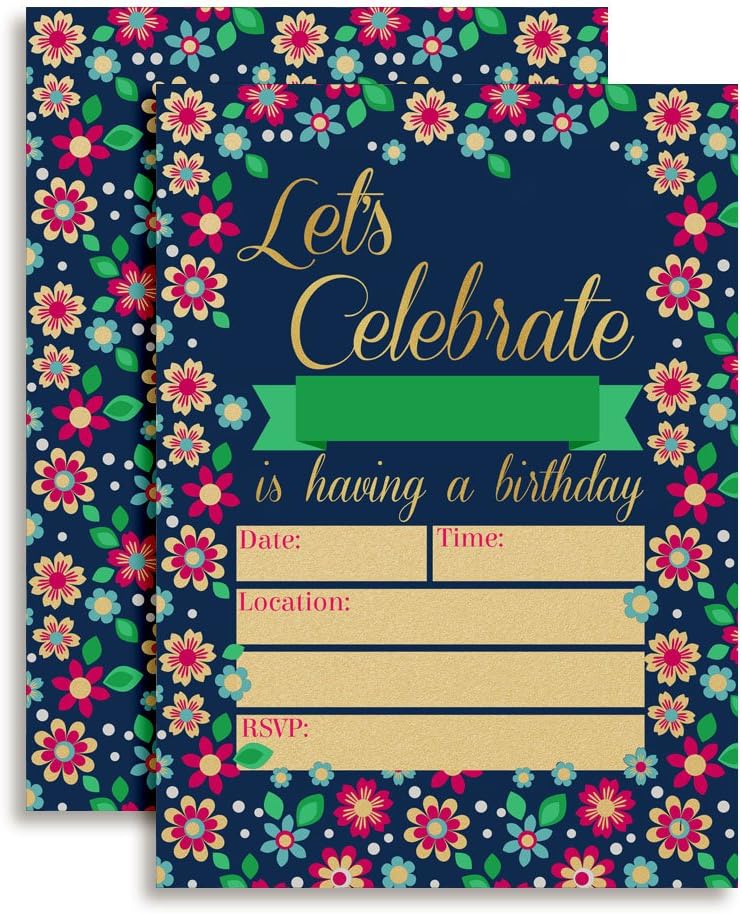 Bunchesの花パーティー招待状、5 " x7 " Fill Inカードwith 10ホワイト封筒by amand