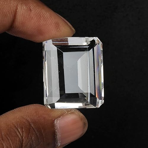 Miniatura 2 de REAL-GEMS 79.25 Ct Topacio Blanco Esmeralda En Forma De Piedra Preciosa Suelta, Gema Cristal Piedra Diamante falso, hidrotermal - topacio blanco